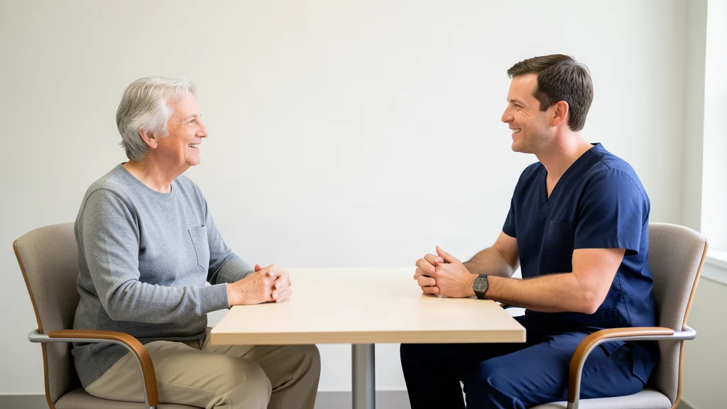 Dentist discussing partial denture options with an adult patient